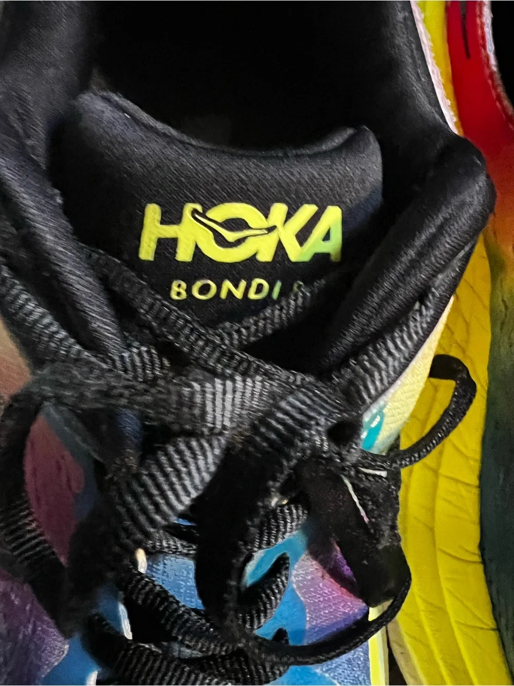 Hoka Women's Bondi 8   Running Shoe with Neon Yellow Midsole